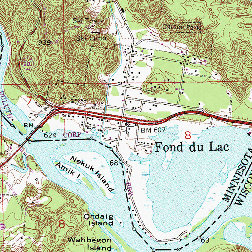 Topographic Map of Fond du Lac Post Office (historical), MN