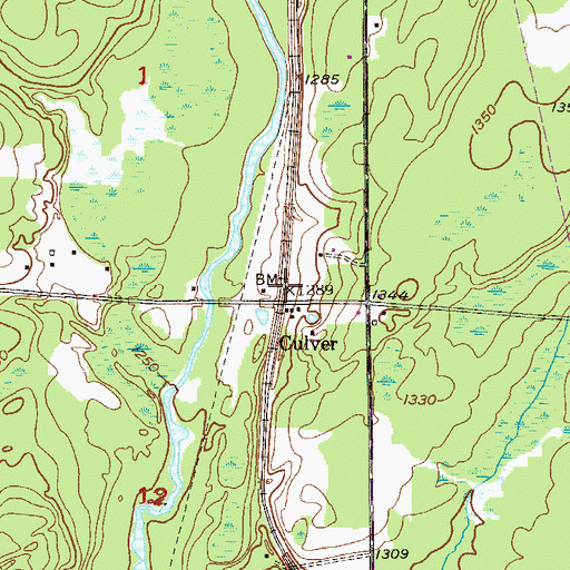 Topographic Map of Culver Post Office (historical), MN