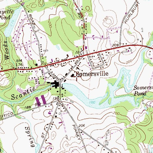 Topographic Map of Somersville Elementary School, CT