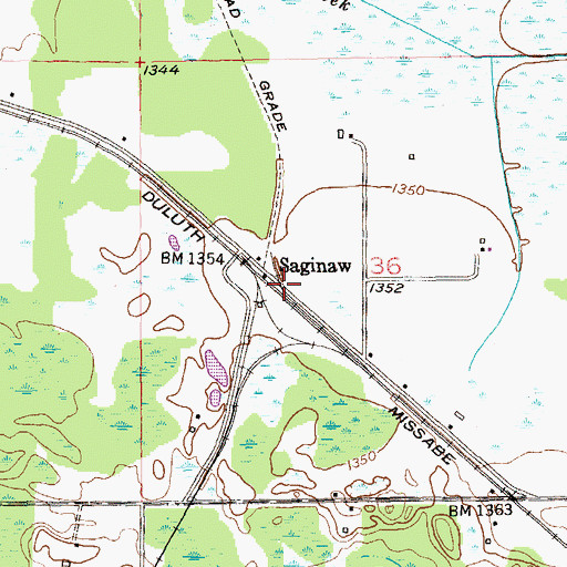 Topographic Map of Saginaw Station, MN