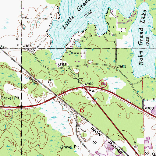 Topographic Map of Saginaw Post Office, MN