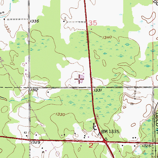 Topographic Map of Albrook School, MN