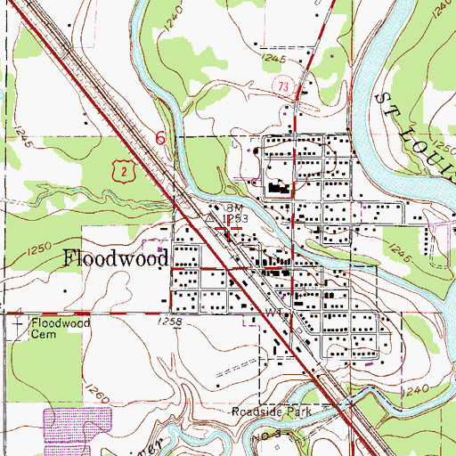 Topographic Map of Floodwood Station, MN