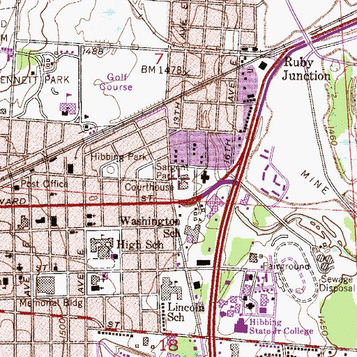 Topographic Map of Saint Louis County Sheriff's Office Hibbing, MN