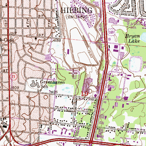 Topographic Map of Hibbing Family Medical Center, MN