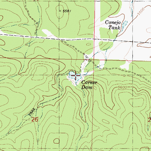 Topographic Map of Corner Dam, AZ