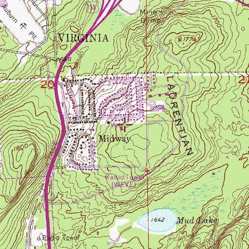 Topographic Map of Virginia Assembly of God Church, MN