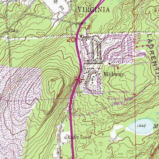 Topographic Map of Emmanuel Baptist Church, MN