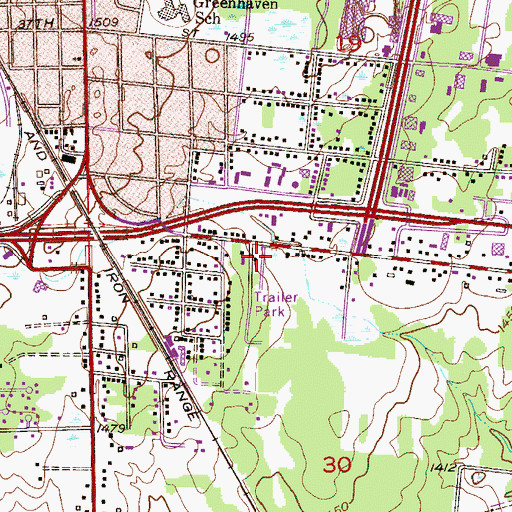 Topographic Map of Birch Lane Mobile Home Park, MN