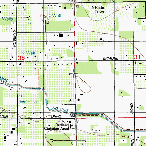 Topographic Map of Redland Christian Academy, FL