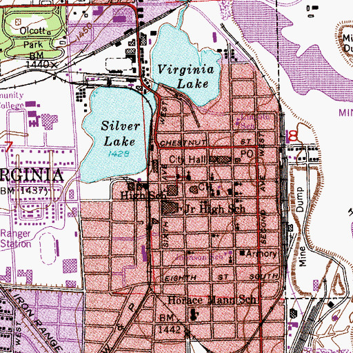 Topographic Map of Virginia Public Library, MN