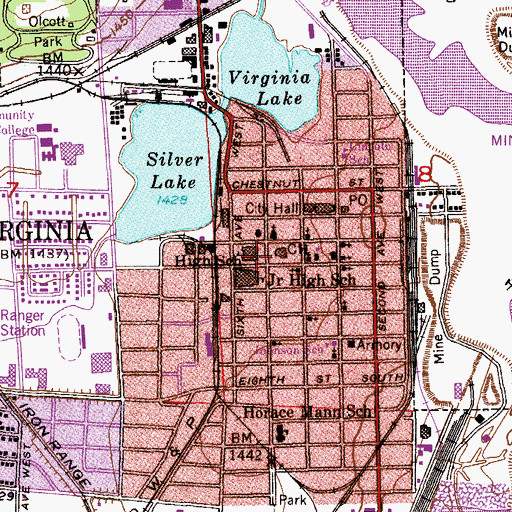 Topographic Map of Virginia Secondary School, MN