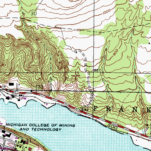 Topographic Map of First United Methodist Church, MI