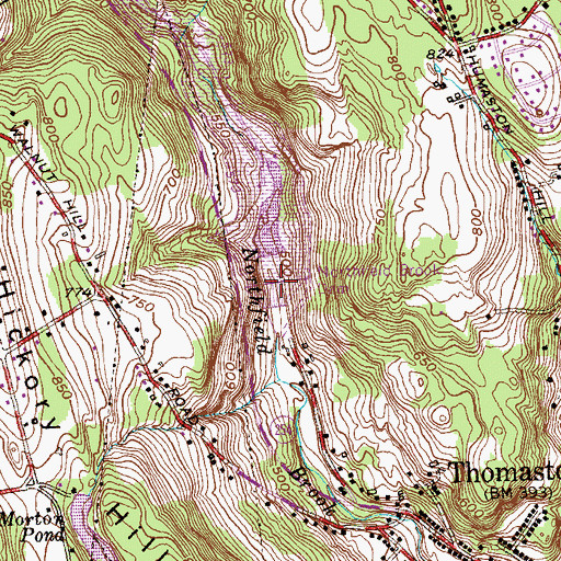 Topographic Map of Northfield Brook Lake, CT