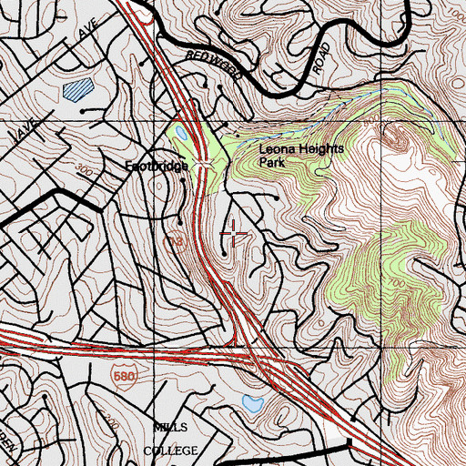 Topographic Map of Leona Heights, CA