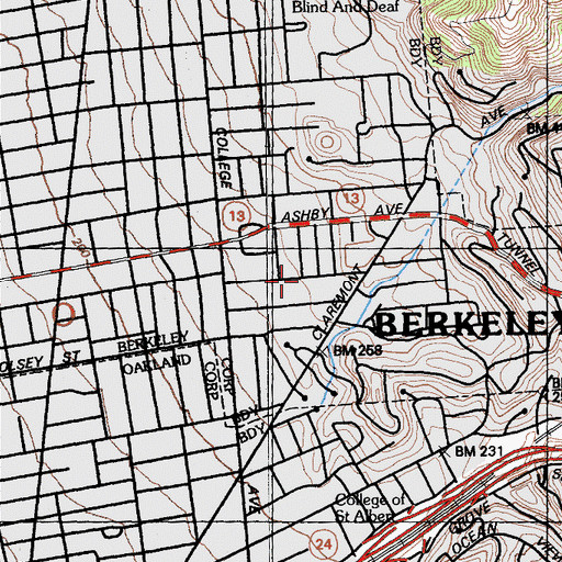 Topographic Map of Claremont, CA
