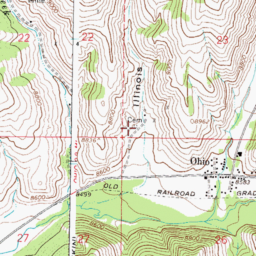 Topographic Map of Ohio City Cemetery, CO