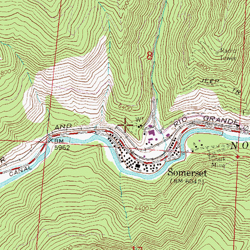 Topographic Map of Somerset Cemetery, CO