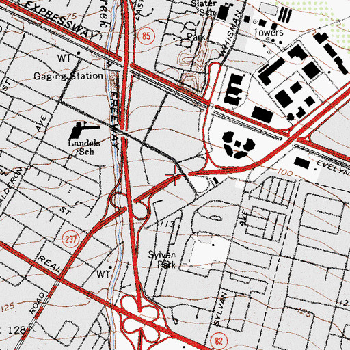 Topographic Map of Exit 1B, CA