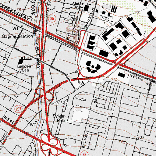 Topographic Map of Exit 1C, CA