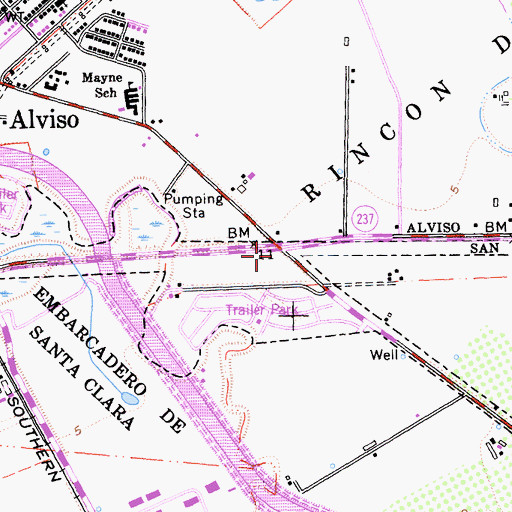 Topographic Map of Exit 7, CA