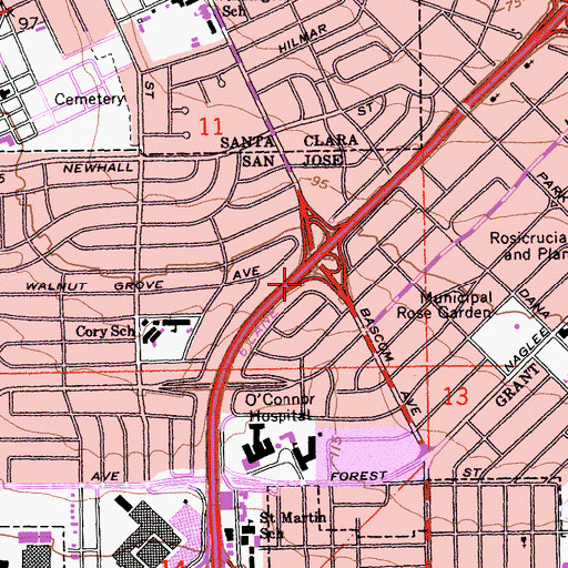 Topographic Map of Exit 1A, CA