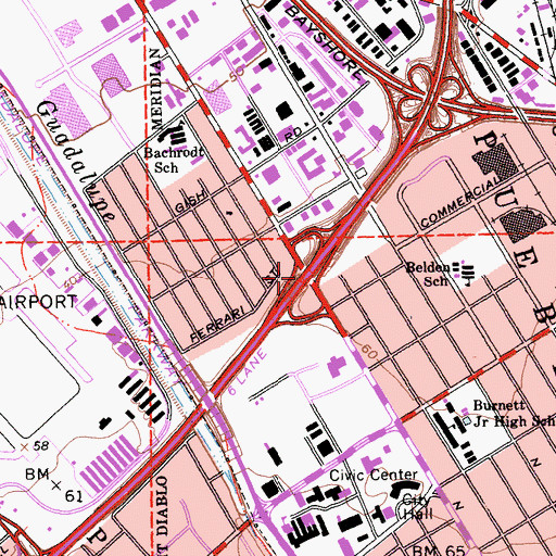 Topographic Map of Exit 4A, CA