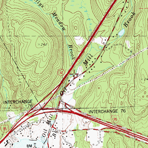 Topographic Map of Willys Meadow Brook, CT