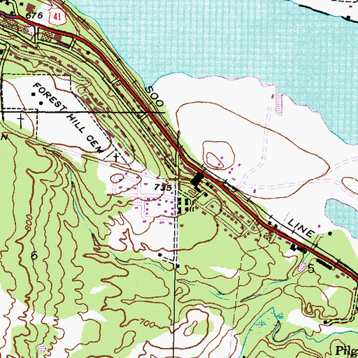 Topographic Map of Peace Evangelical Lutheran Church, MI