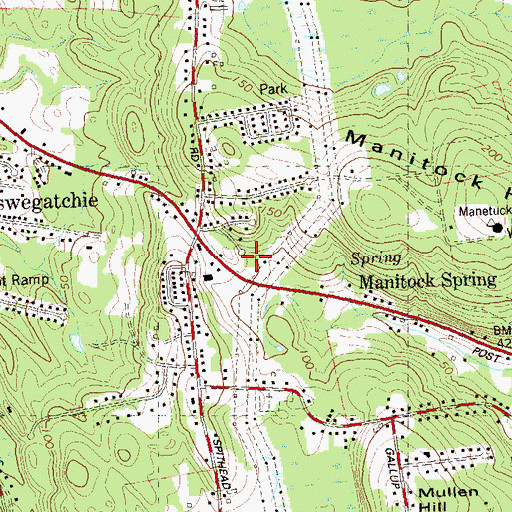 Topographic Map of Manitock Spring, CT