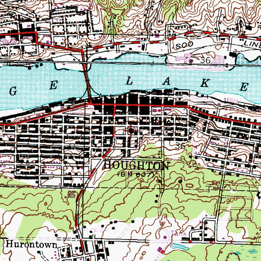 Topographic Map of Houghton County Courthouse, MI