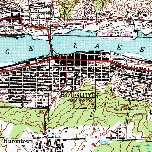 Topographic Map of Houghton County Sheriff's Office, MI