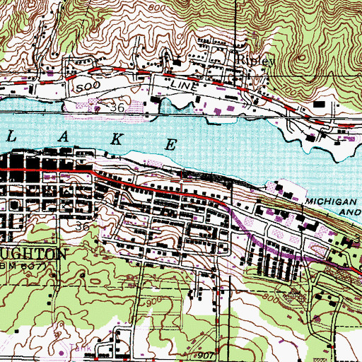 Topographic Map of Houghton Station (historical), MI