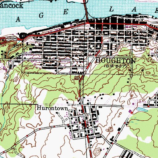 Topographic Map of Houghton Elementary School, MI