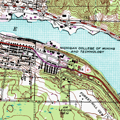 Topographic Map of Michigan Tech Historical Marker, MI