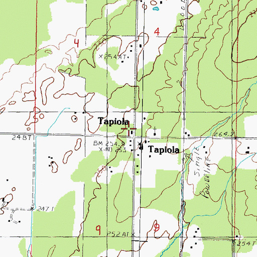 Topographic Map of Tapiola Post Office (historical), MI