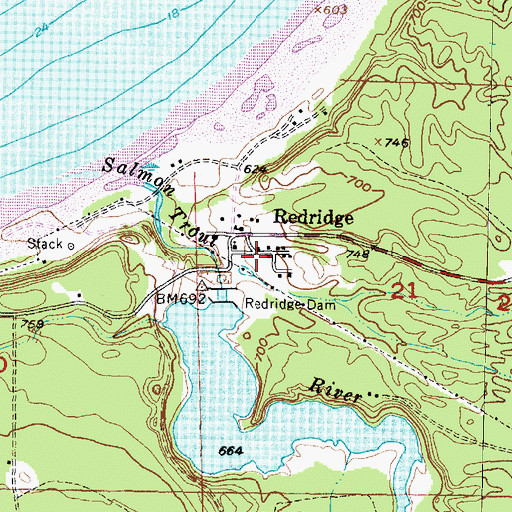 Topographic Map of Redridge Station (historical), MI