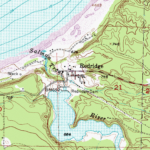 Topographic Map of Redridge Post Office (historical), MI