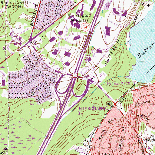 Topographic Map of Interchange Thirtyseven, CT