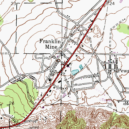 Topographic Map of Franklin Mine Post Office (historical), MI