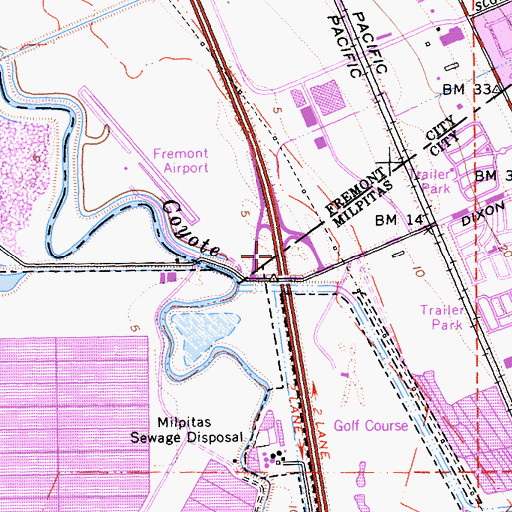 Topographic Map of Exit 10, CA