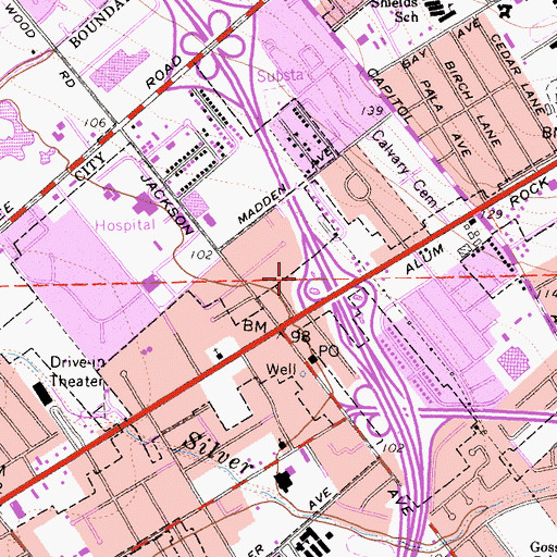 Topographic Map of Exit 2A, CA