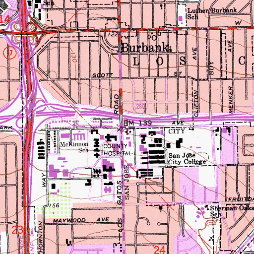 Topographic Map of Exit 5A, CA