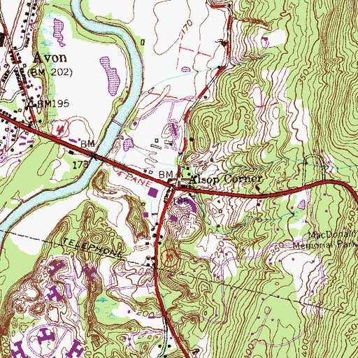 Topographic Map of Alsop Corner, CT