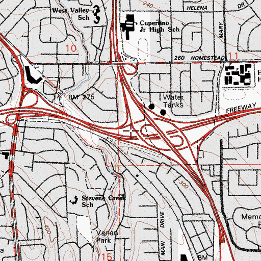 Topographic Map of Exit 12B, CA
