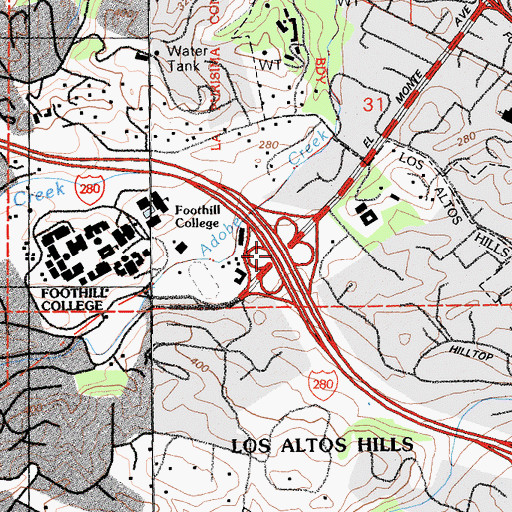 Topographic Map of Exit 16, CA