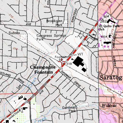 Topographic Map of Exit 14, CA