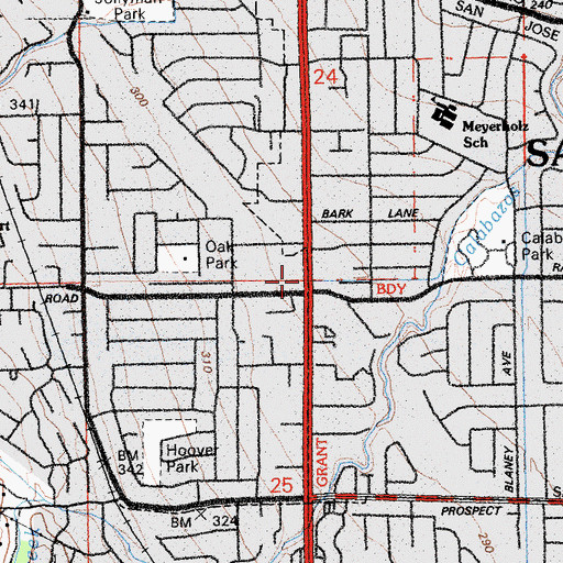 Topographic Map of Exit 16, CA