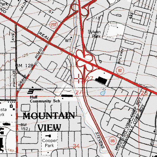Topographic Map of Exit 22A, CA