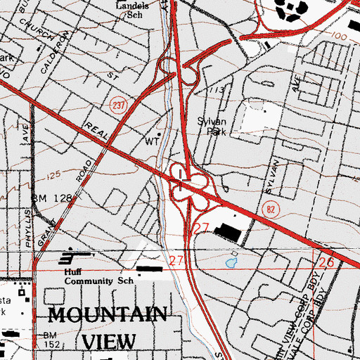 Topographic Map of Exit 22B, CA